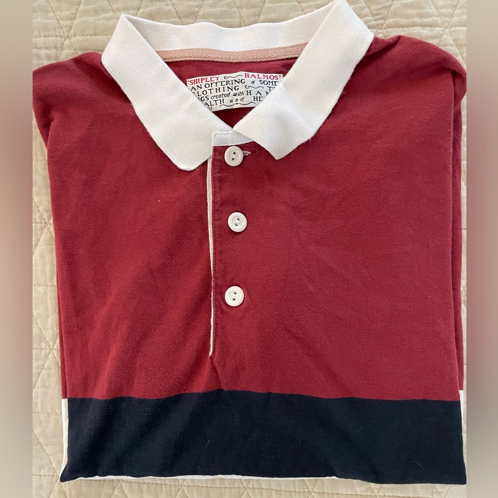 SHIPLEY & HALMOS‎ Colorblock Stripe Polo Shirt Size S